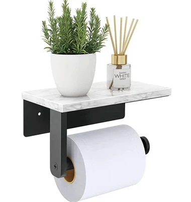 Anpassningsbar marmorhylla toalettpappershållare